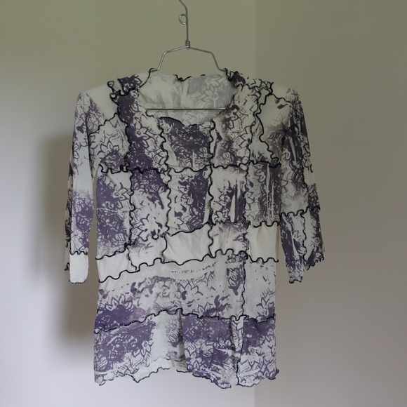 Exposed Hem Exposed Seam Kink Seam Cream Grey Black Lavender Stretchy Shirt - Picture 5 of 5